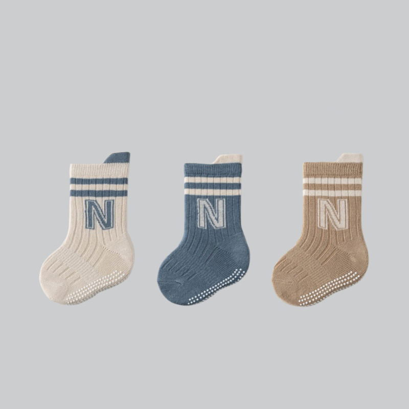 Unisex Baby Socks Non Slip - 3Pairs/lot Children's Cotton Letter Socks Casual