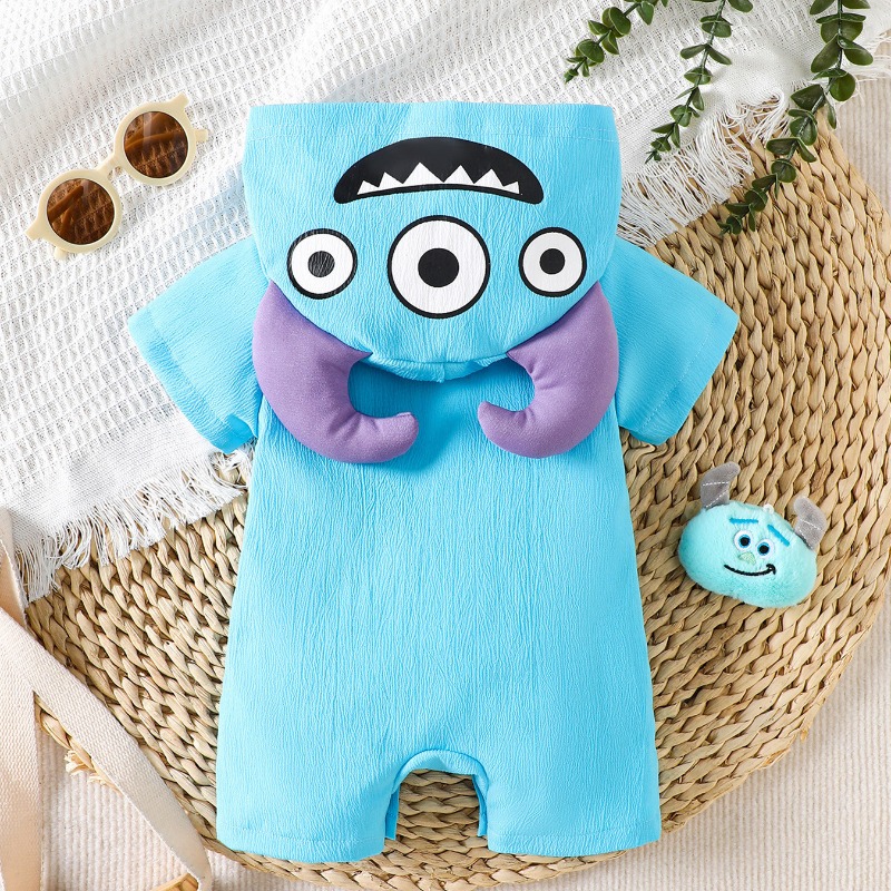 Newborn Baby Blue Monster Romp - Cotton Baby Onesies Zipper review and price