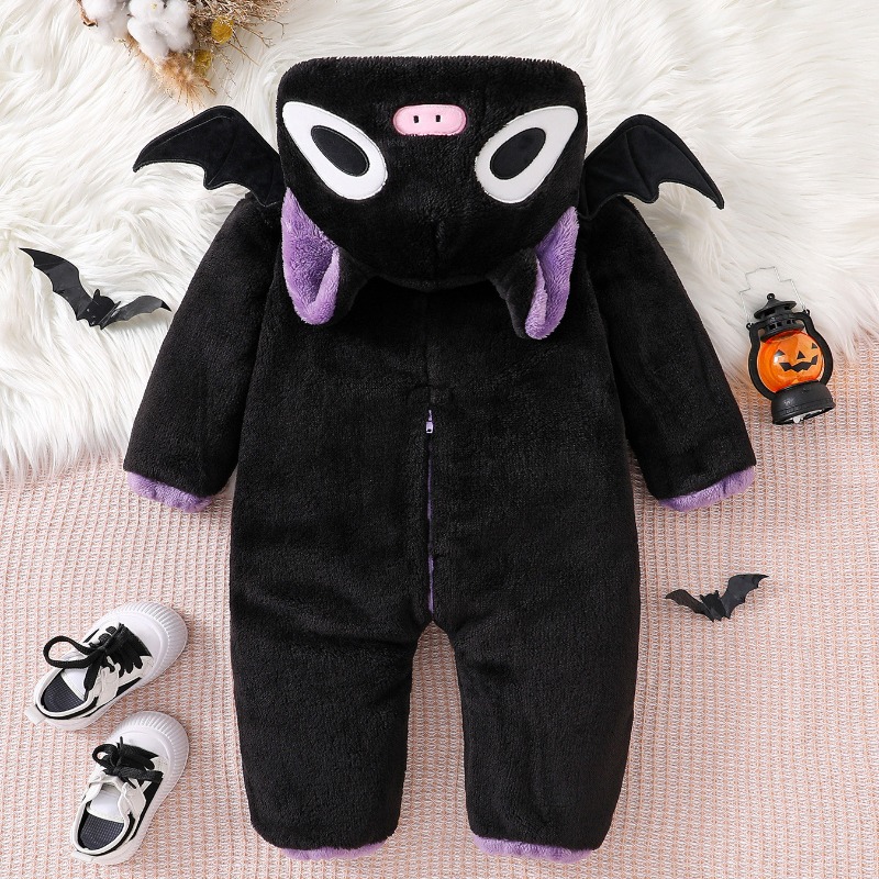 Newborn Baby Black Purple Cat  - Cotton Baby Onesies Zipper review and price
