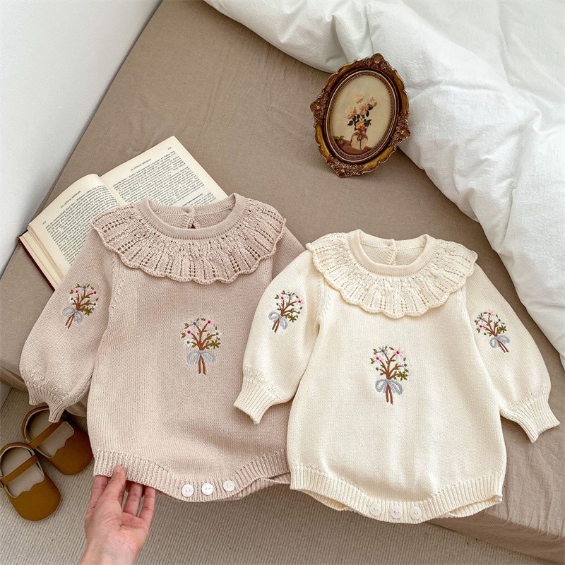 Spring Autumn Newborn Knitting - Newborn Baby Girl Romper Floral review and price