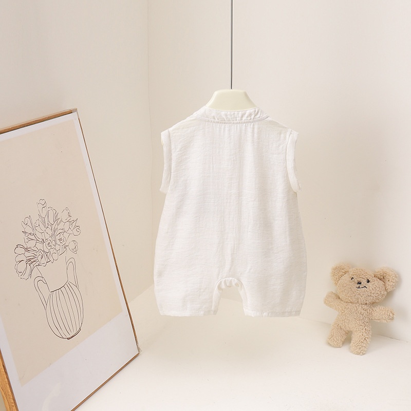 2026 Summer Cartoon Bear Print - Baby Summer Linen Sleeveless Jumpsuit review and price
