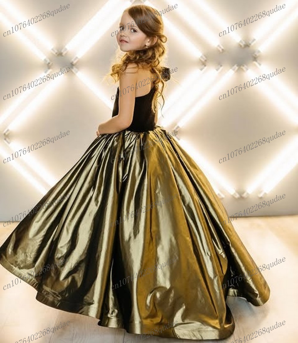 New Black And Gold Satin Flowe - Toddler Girl Tulle Party Dress review and price