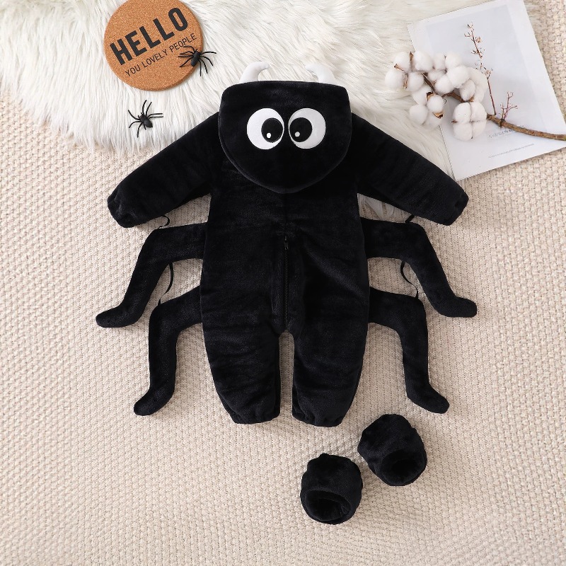 Newborn Baby Black Spider Romp - Cotton Baby Onesies Zipper review and price