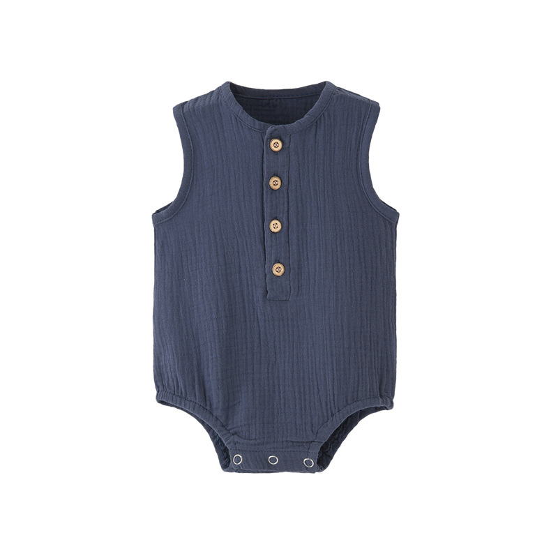 Summer Solid Newborn Baby 100% - Baby Summer Linen Sleeveless Jumpsuit review and price